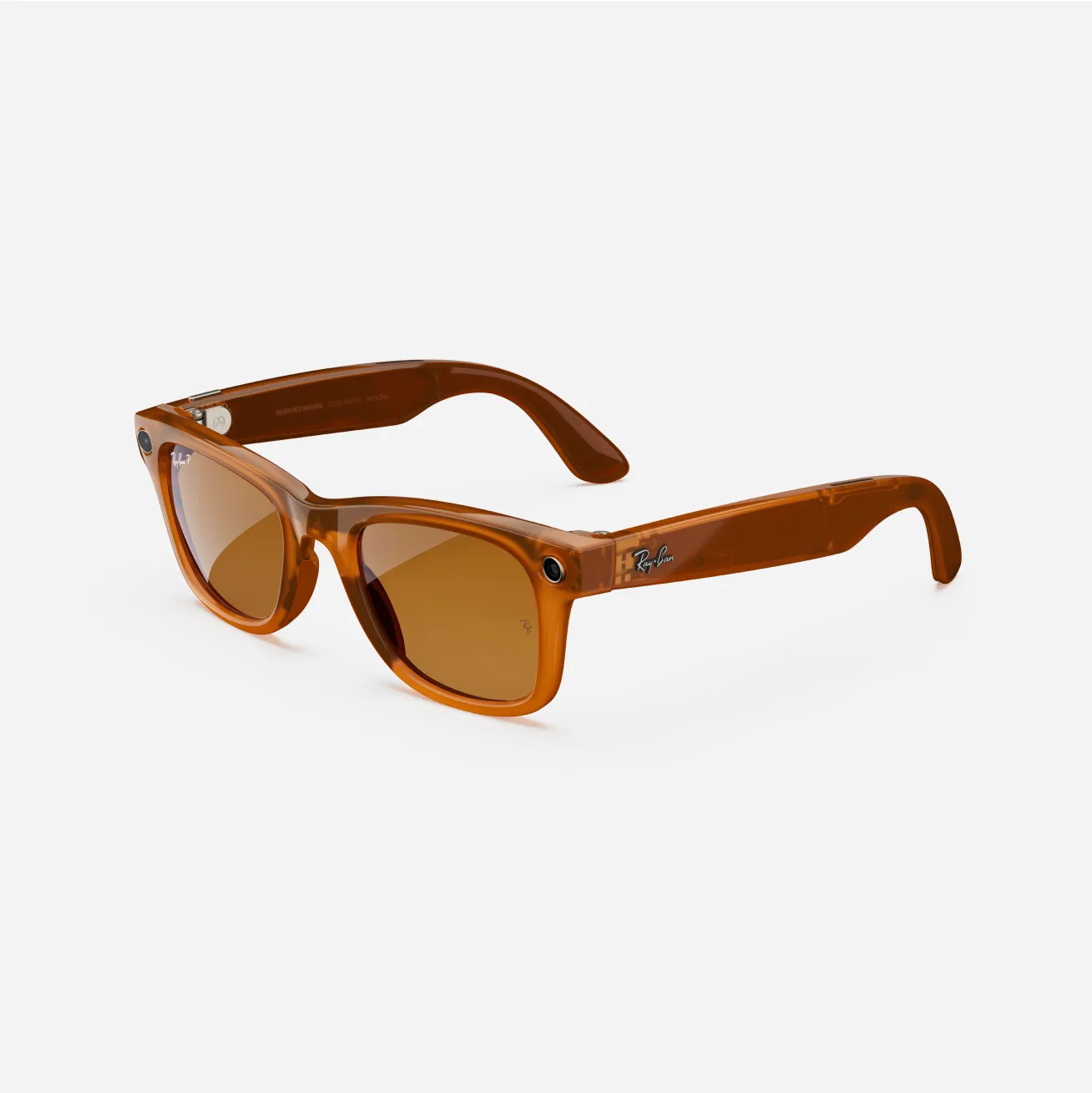 Ray-Ban Meta Wayfarer (Gen 1), Shiny Caramel Transparent / Brown Polarized, Standard - Image 6