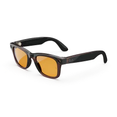 Ray-Ban Meta Wayfarer (Gen 1), Shiny Rebel Black Transparent / Amber, Large