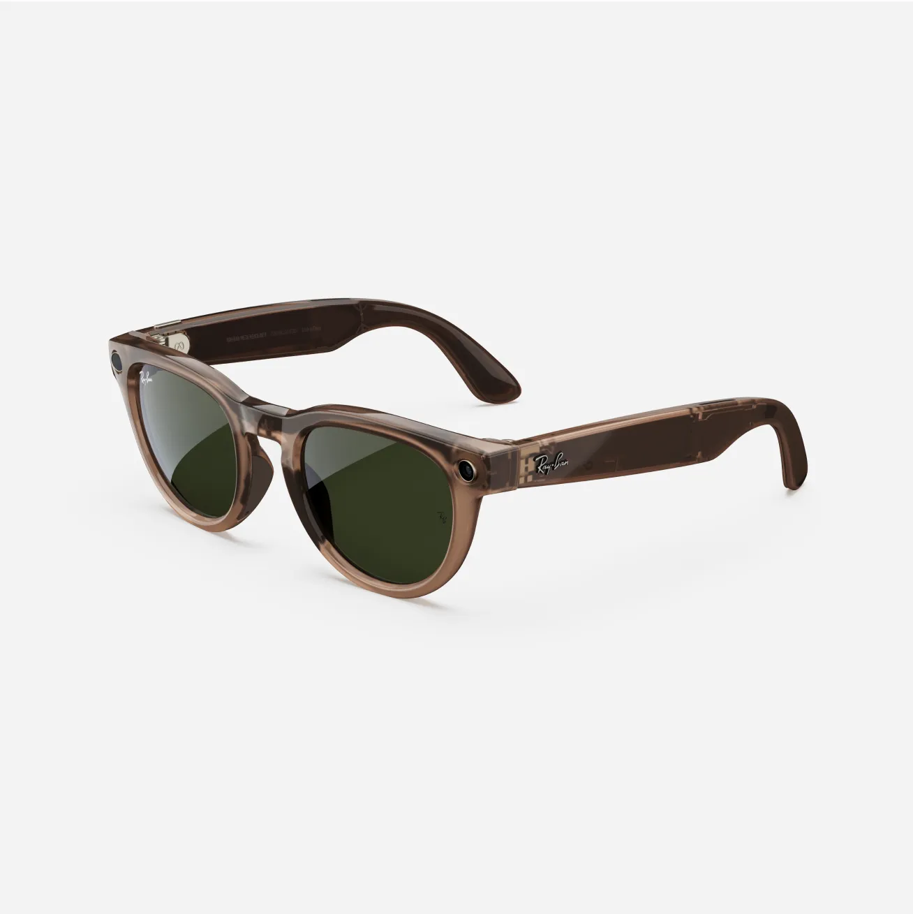 Ray-Ban Meta Headliner (Gen 1), Shiny Warm Stone Transparent / Dark Green Transitions®, Standard, Low Bridge Fit - Image 2