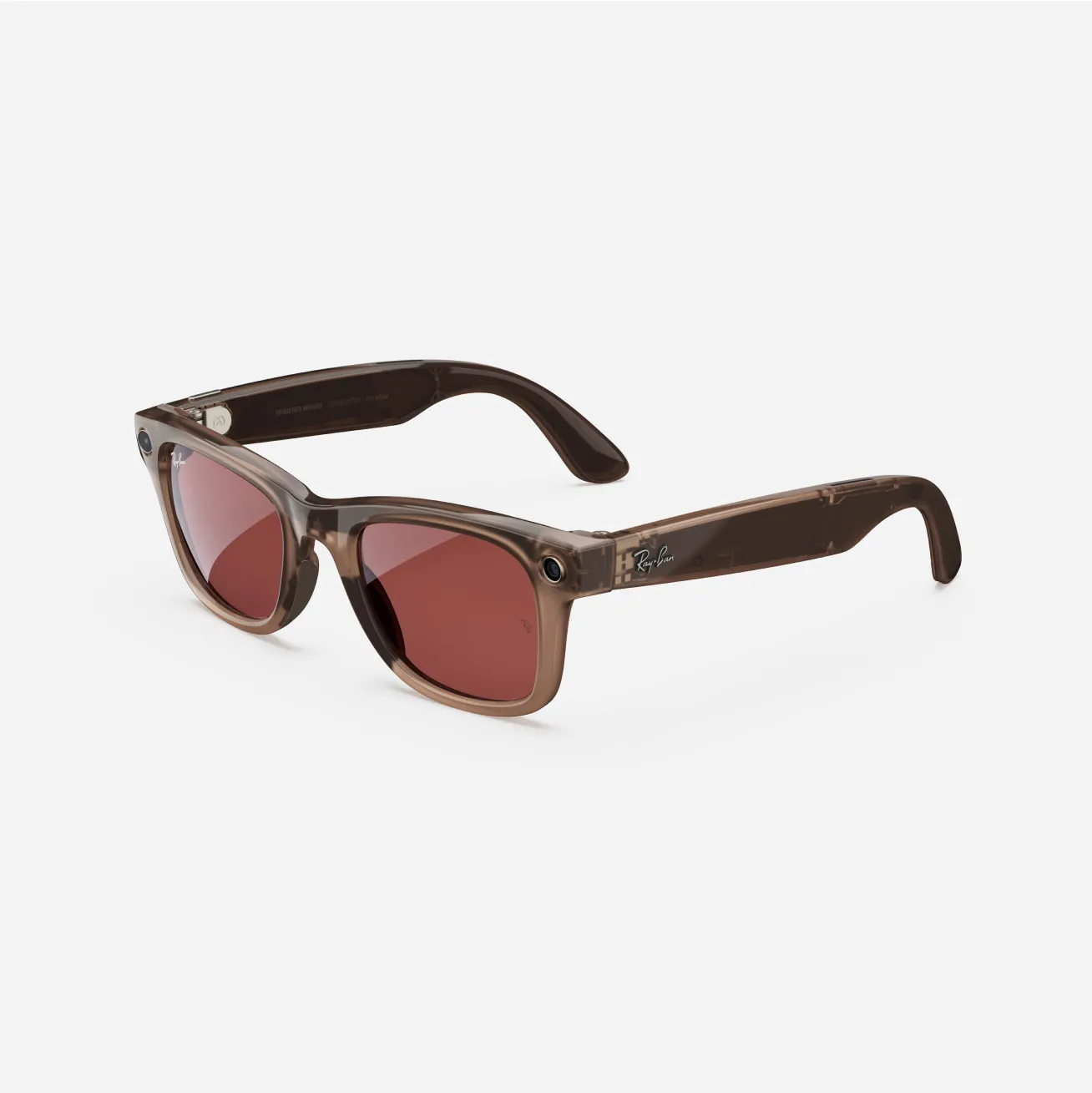 Ray-Ban Meta Wayfarer (Gen 1), Shiny Warm Stone Transparent / Watermelon Red Transitions®, Standard - Image 6